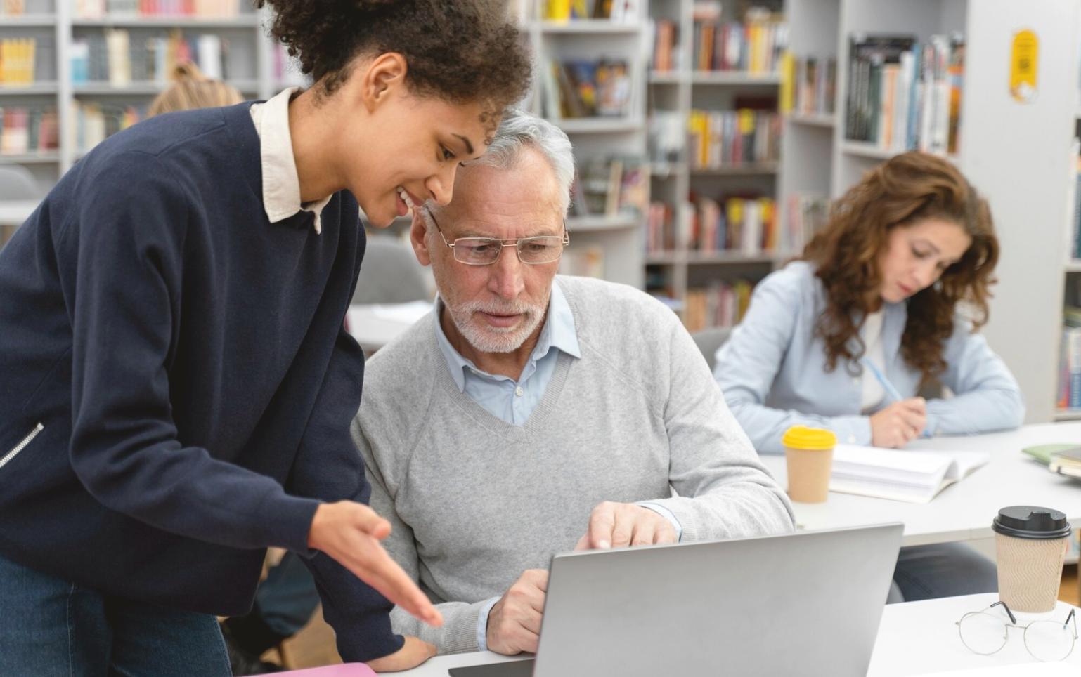 Business professionals reviewing multi-year financial projections